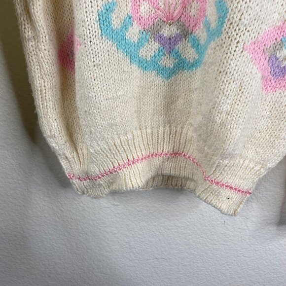 Vintage Mister Noah Sweater Multicolor Sz M Pastel Pearls Cottage Core 90's 80's - Picture 9 of 13